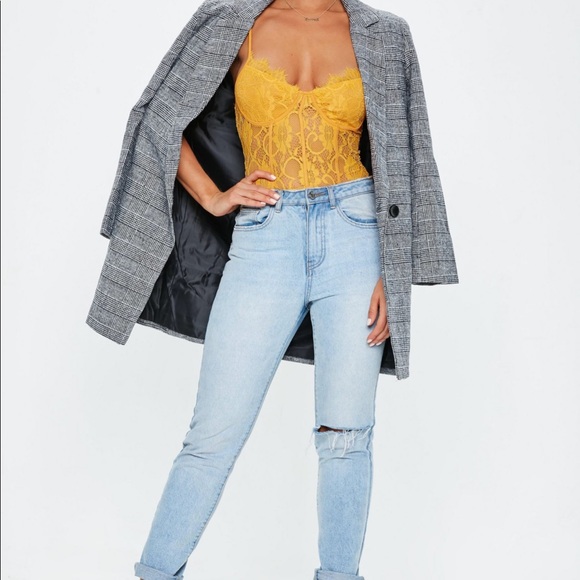 Tall mustard strappy bodysuit - Picture 3 of 4